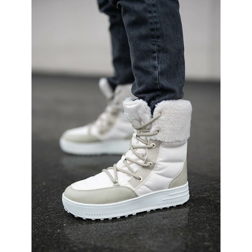 SWIMS Snow Runner High Snow Boots Women 38 US 7  Waterproof Off White Lace‎ Up